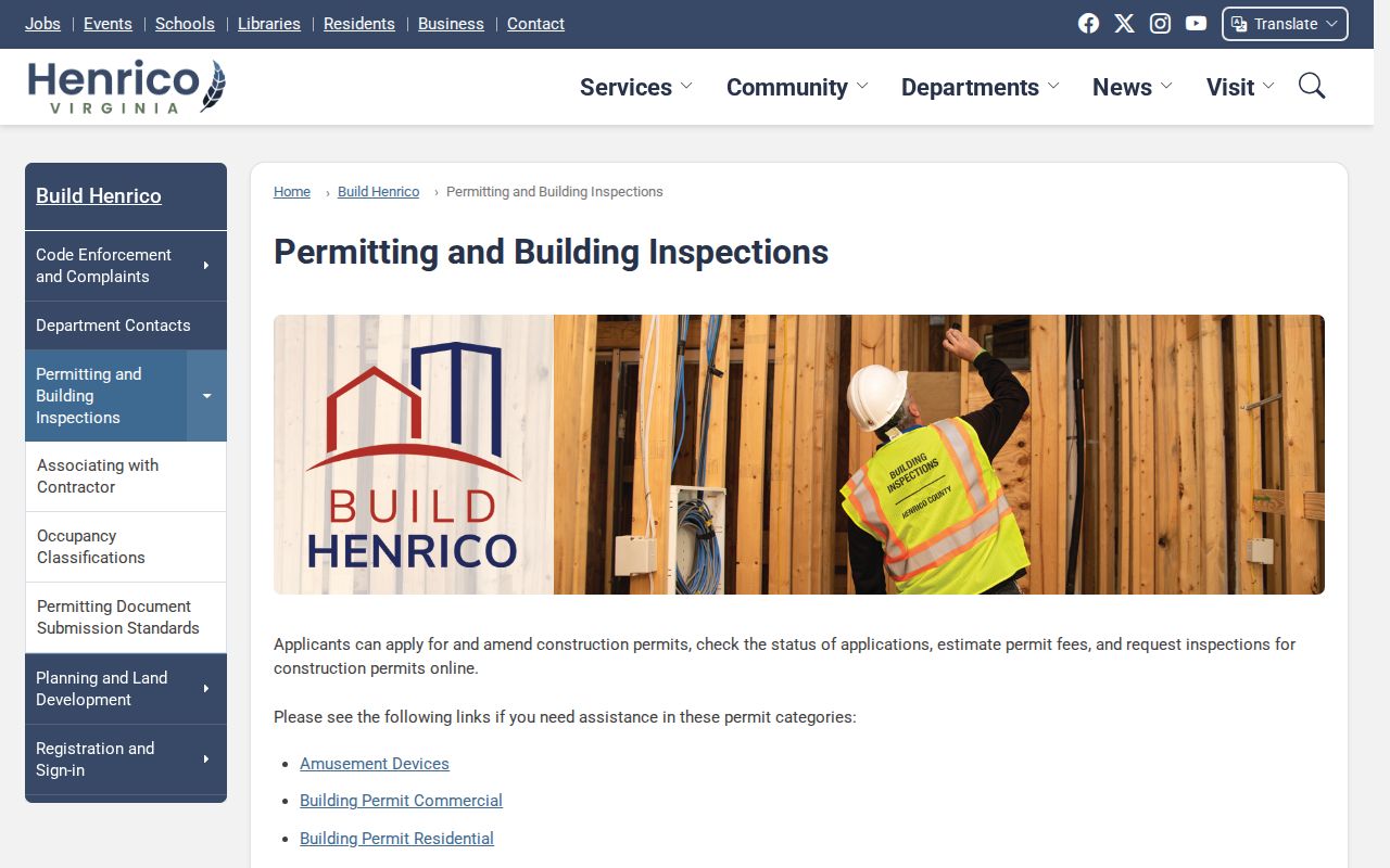 Short Pump neighbors Build Henrico permit and inspection lookup